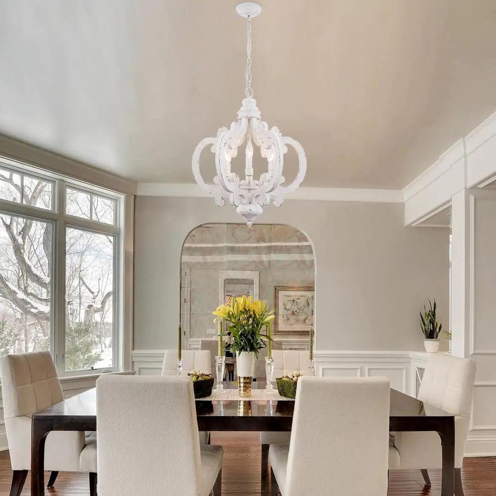 Romino Chandelier Scroll Wood Whitewashed Rustic-Neutral Decor