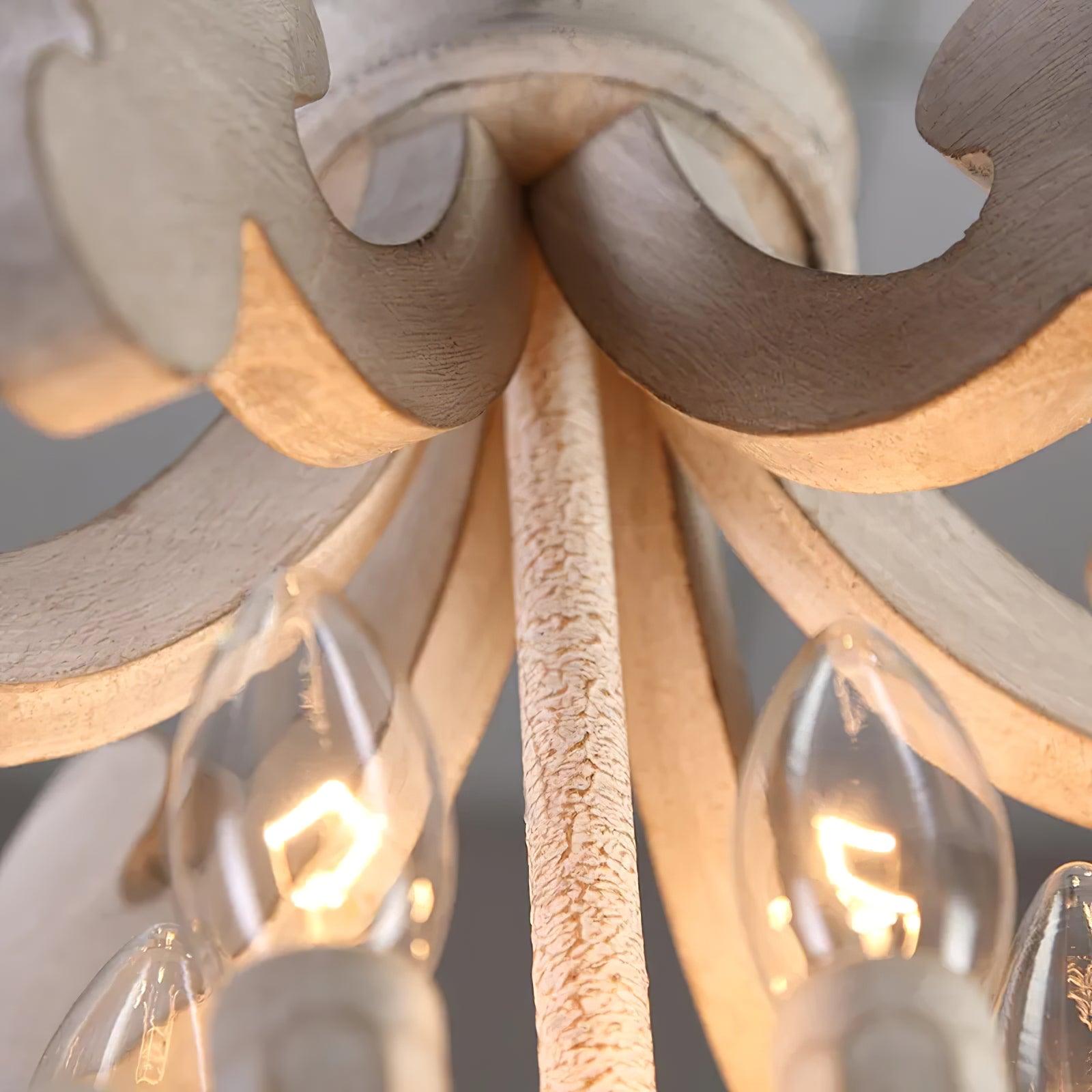 Romino Chandelier Scroll Wood Whitewashed Rustic-Neutral Decor