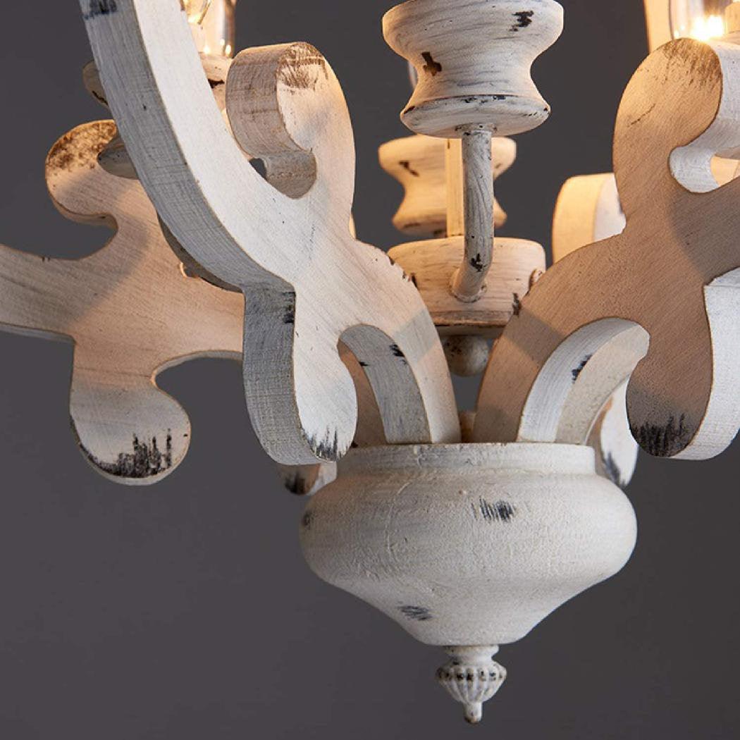 Romino Chandelier Scroll Wood Whitewashed Rustic-Neutral Decor