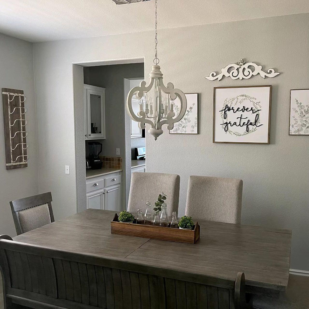 Romino Chandelier Scroll Wood Whitewashed Rustic-Neutral Decor