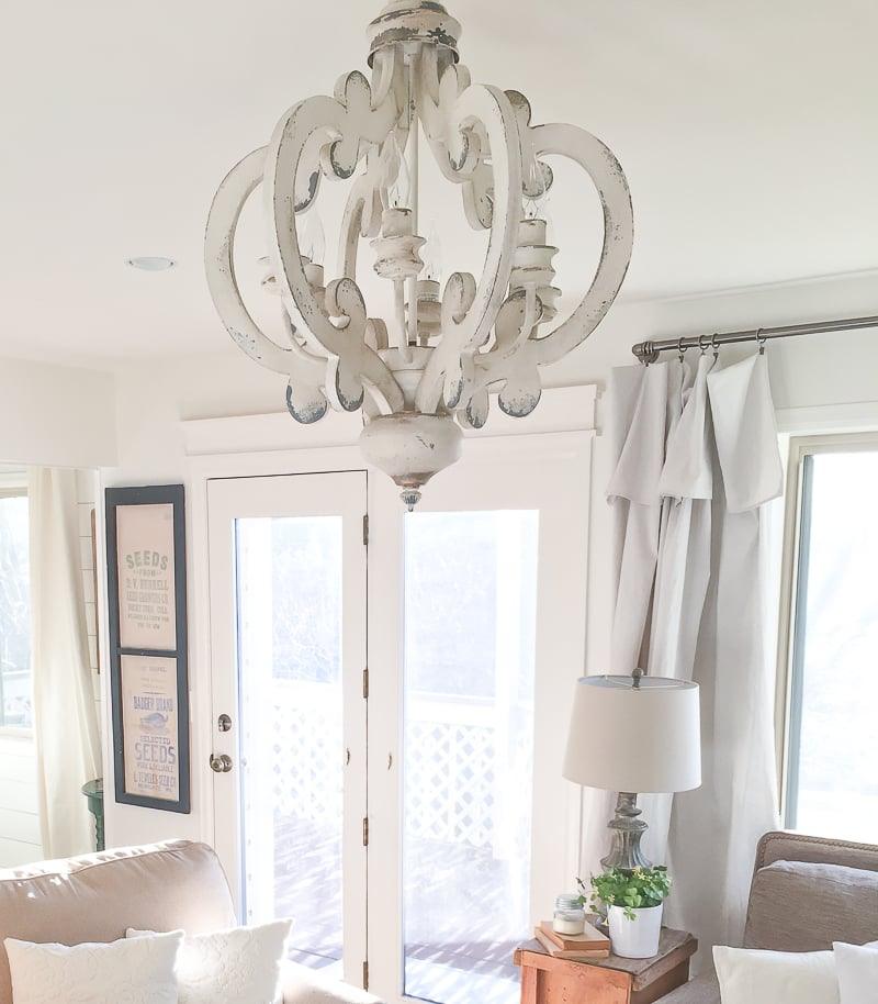 Romino Chandelier Scroll Wood Whitewashed Rustic-Neutral Decor