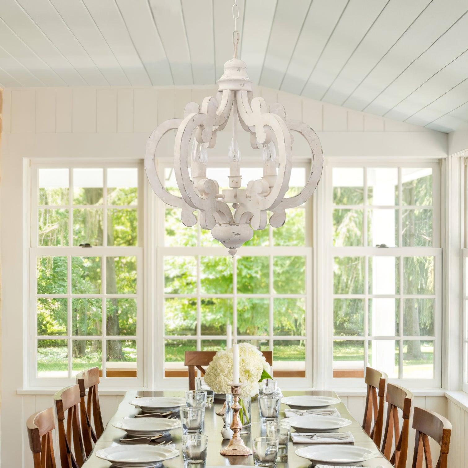 Romino Chandelier Scroll Wood Whitewashed Rustic-Neutral Decor