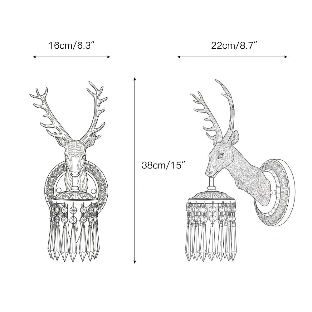 Close-up of the cast brass stag head with detailed antlers.