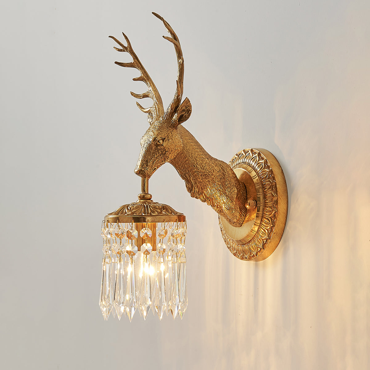 Full view of the wall sconce from a slight angle.