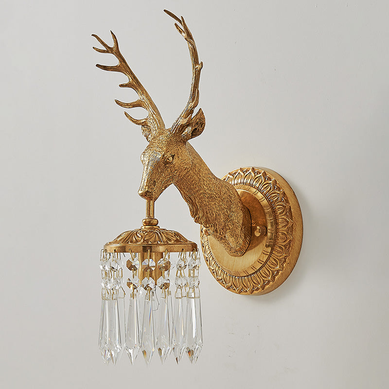 The Antler Crystal Wall Lamp in a château-style room.