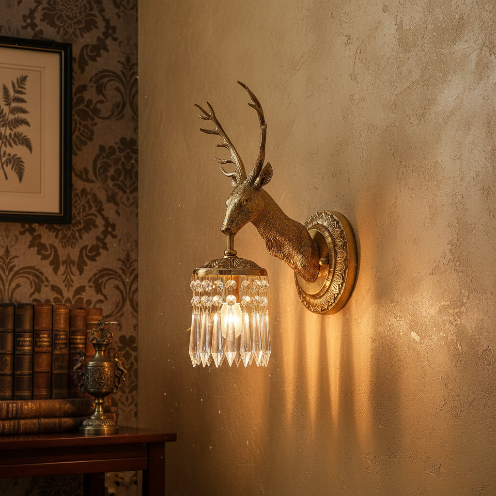 Angled view of the Antler Crystal Wall Lamp showing its depth and sculptural form.