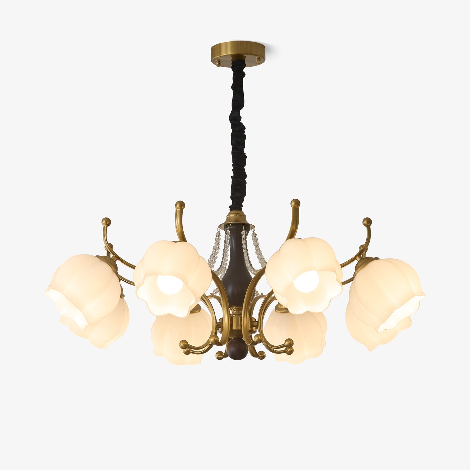 Lustra Chandelier Wood Glass Vintage-Neutral Decor