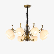 Lustra Chandelier Wood Glass Vintage-Neutral Decor