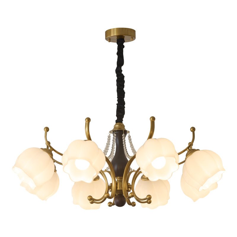 Lustra Chandelier Wood Glass Vintage-Neutral Decor