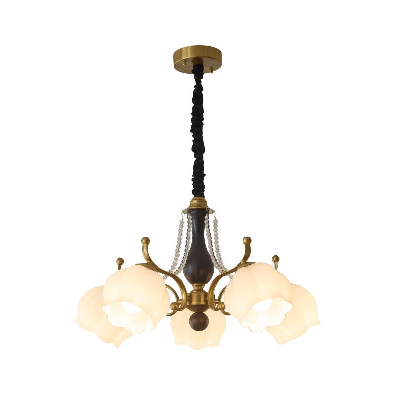 Lustra Chandelier Wood Glass Vintage-Neutral Decor