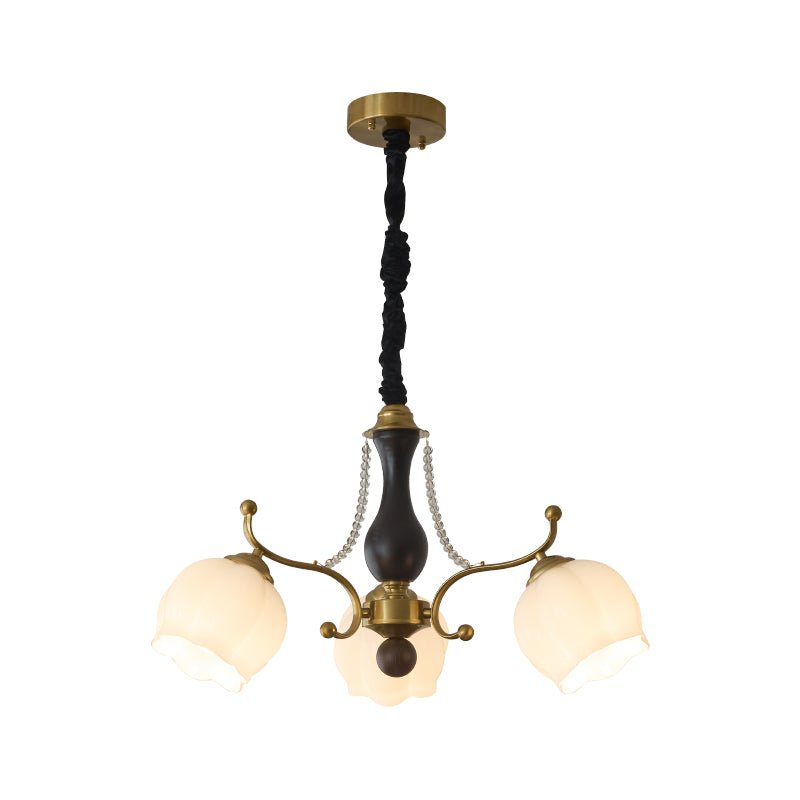 Lustra Chandelier Wood Glass Vintage-Neutral Decor