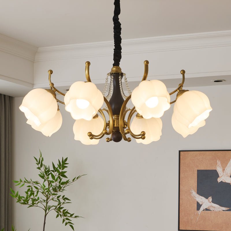 Lustra Chandelier Wood Glass Vintage-Neutral Decor