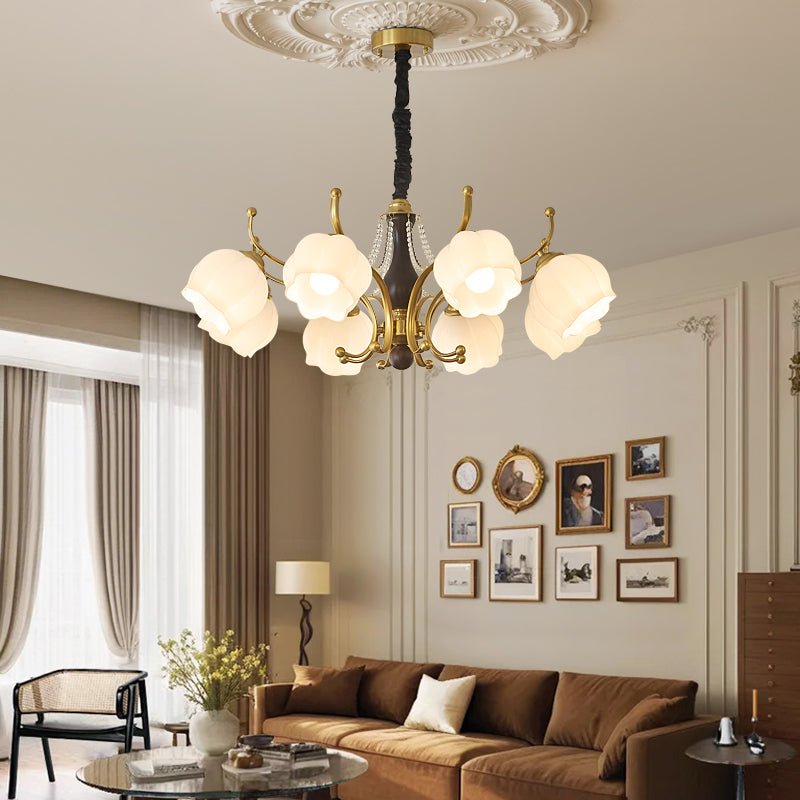 Lustra Chandelier Wood Glass Vintage-Neutral Decor
