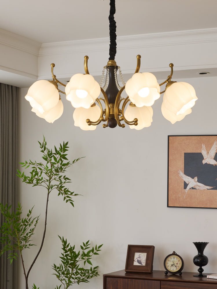 Lustra Chandelier Wood Glass Vintage-Neutral Decor