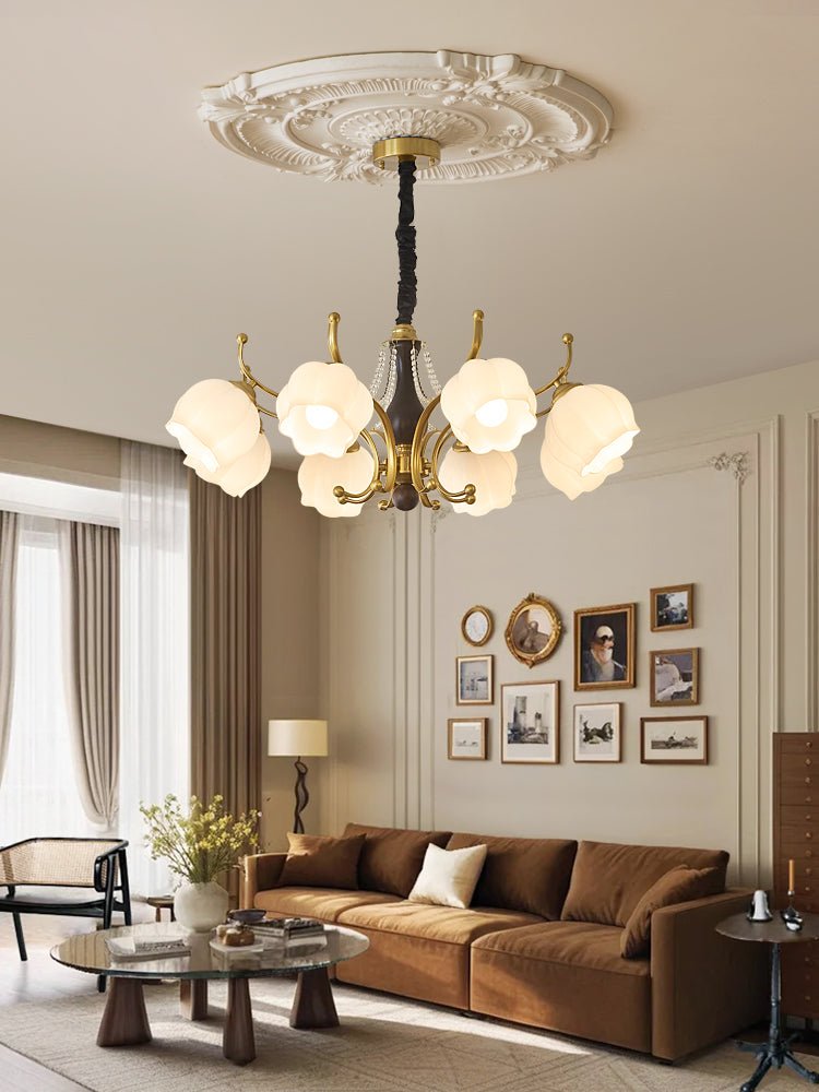 Lustra Chandelier Wood Glass Vintage-Neutral Decor