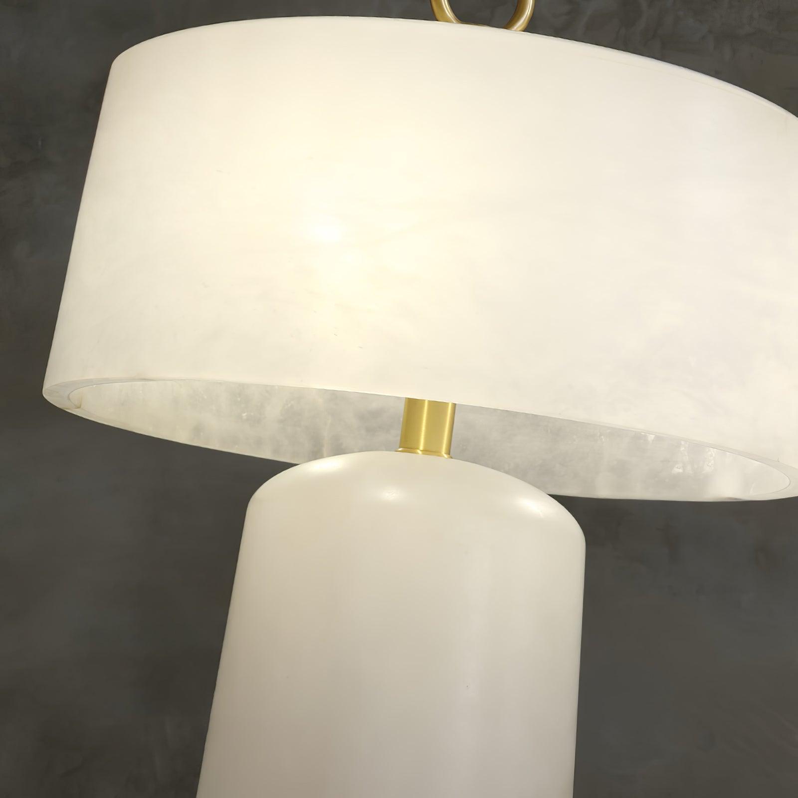 Eurvynyra Drum Alabaster Table Lamp-Neutral Decor
