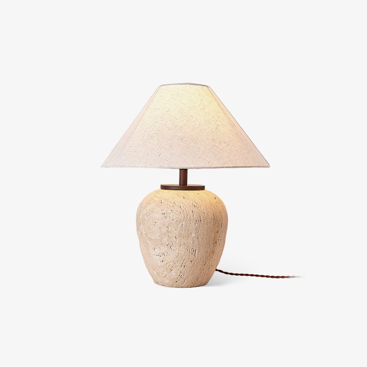 Cazorus Globular Travertine Table Lamp-Neutral Decor