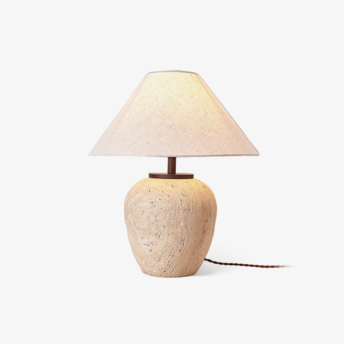 Cazorus Globular Travertine Table Lamp-Neutral Decor