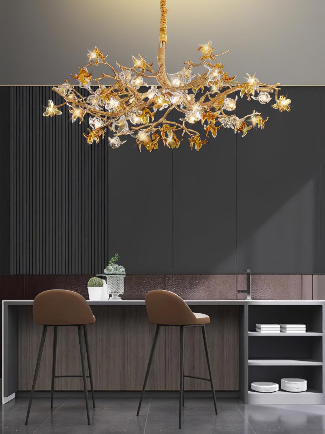 Ulfuvye Postmodern Luxury Branch Brass Crystal Chandelier-Neutral Decor