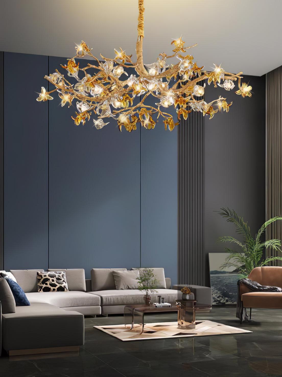 Ulfuvye Postmodern Luxury Branch Brass Crystal Chandelier-Neutral Decor