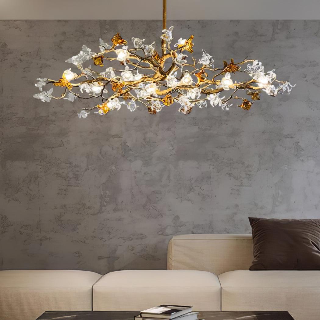 Ulfuvye Postmodern Luxury Branch Brass Crystal Chandelier-Neutral Decor