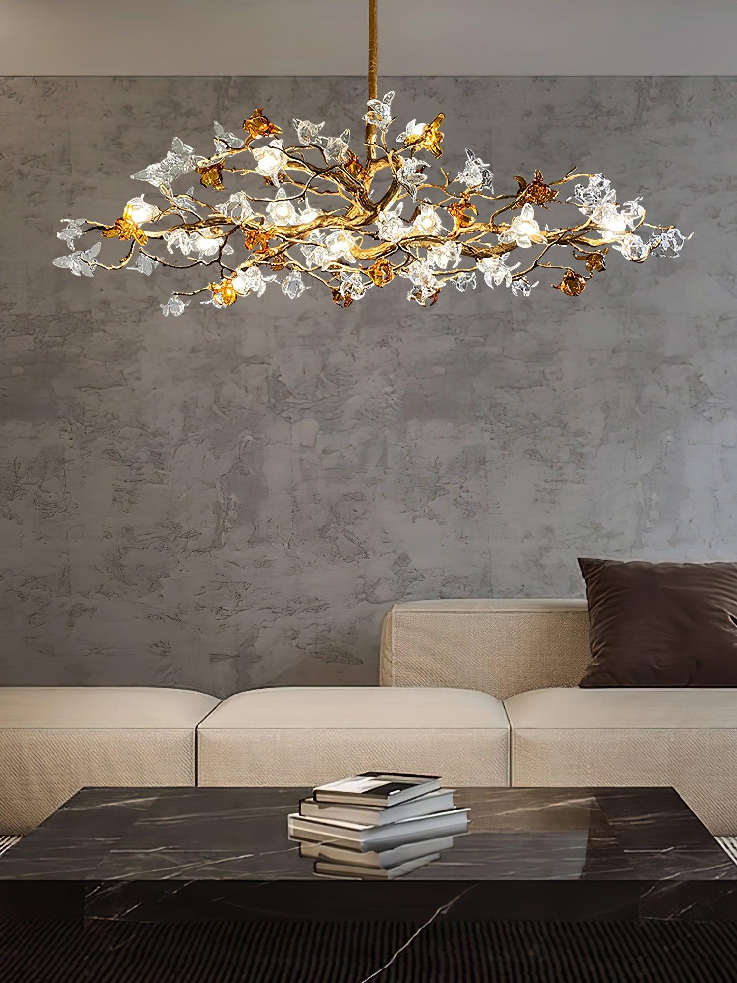 Ulfuvye Postmodern Luxury Branch Brass Crystal Chandelier-Neutral Decor