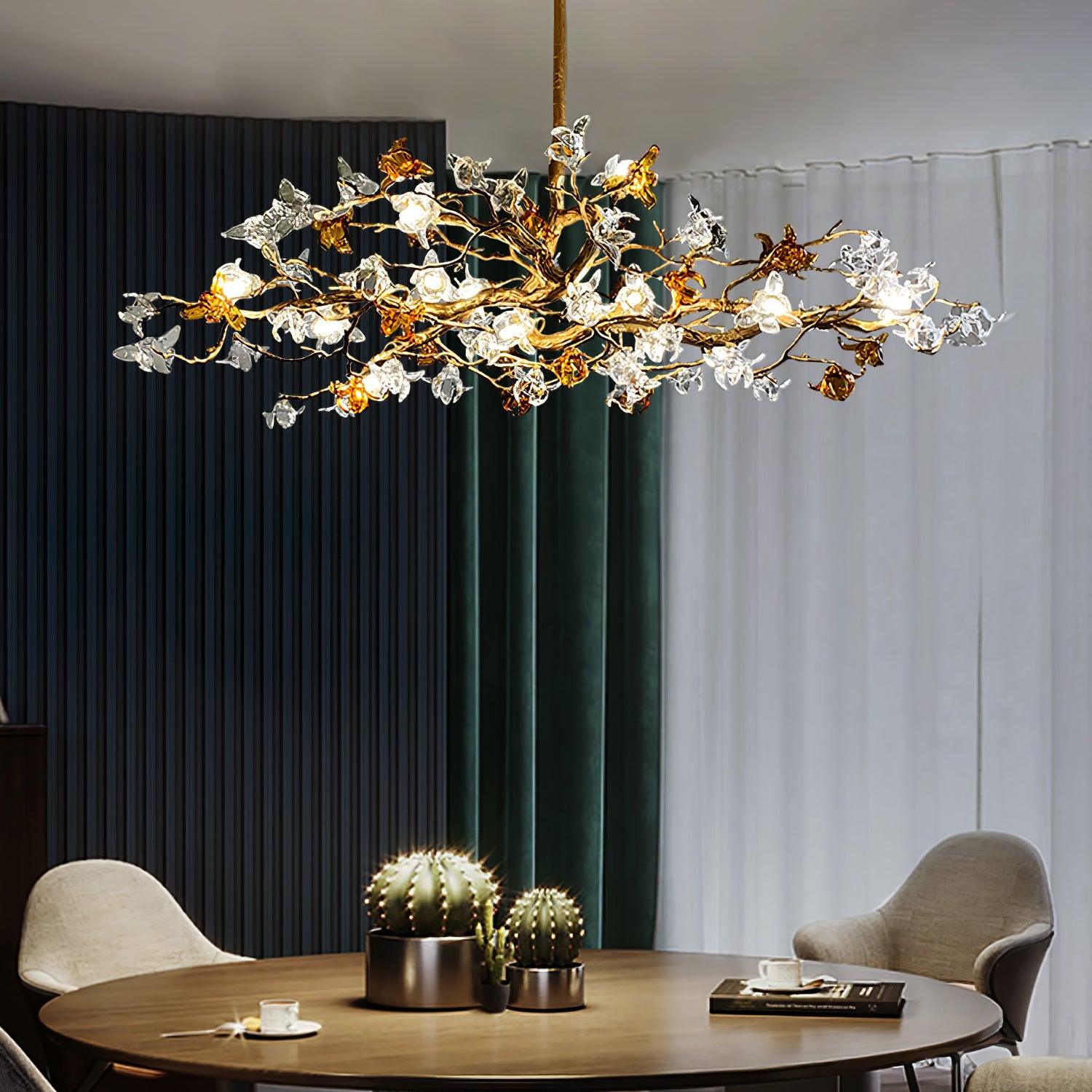 Ulfuvye Postmodern Luxury Branch Brass Crystal Chandelier-Neutral Decor