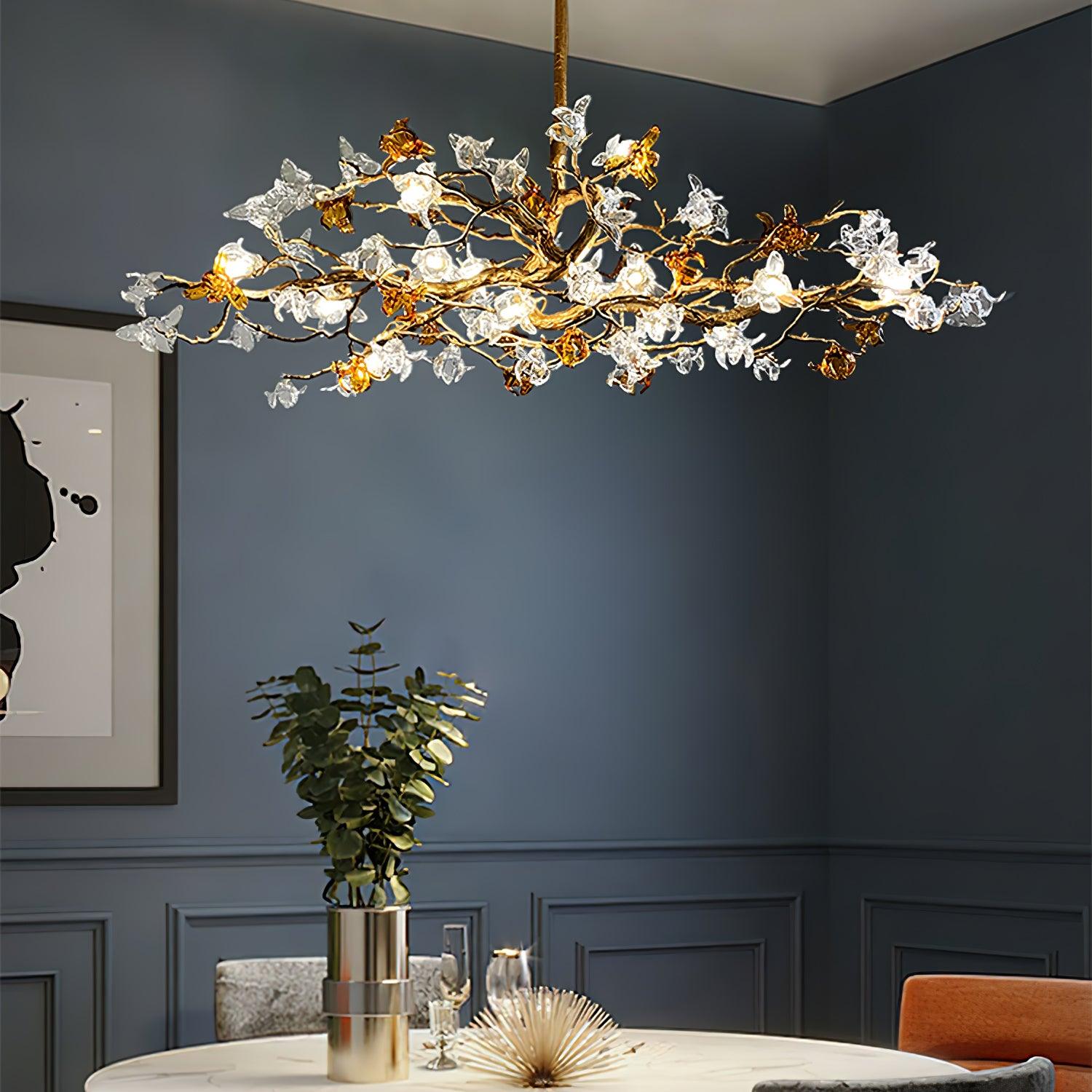 Ulfuvye Postmodern Luxury Branch Brass Crystal Chandelier-Neutral Decor