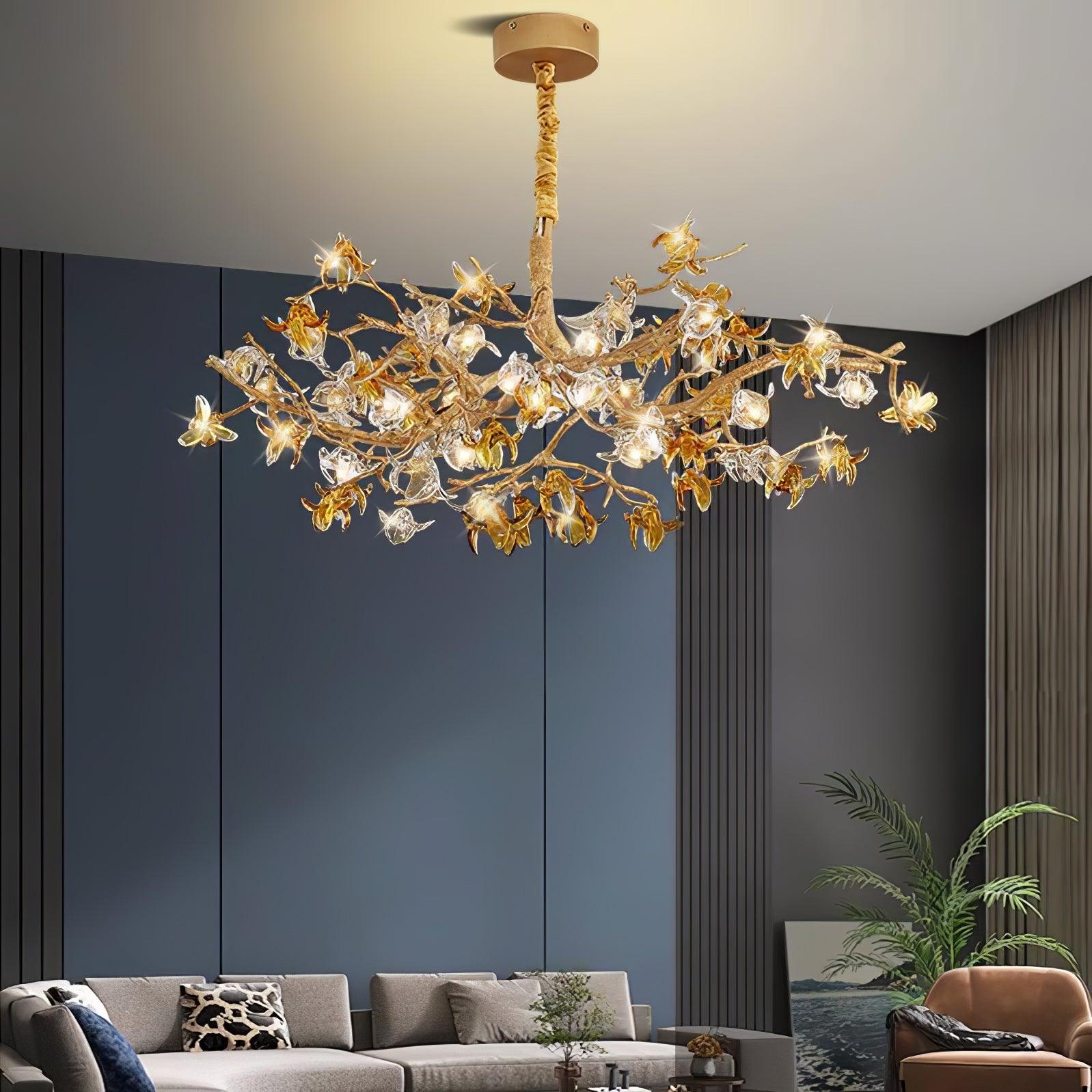Ulfuvye Postmodern Luxury Branch Brass Crystal Chandelier-Neutral Decor
