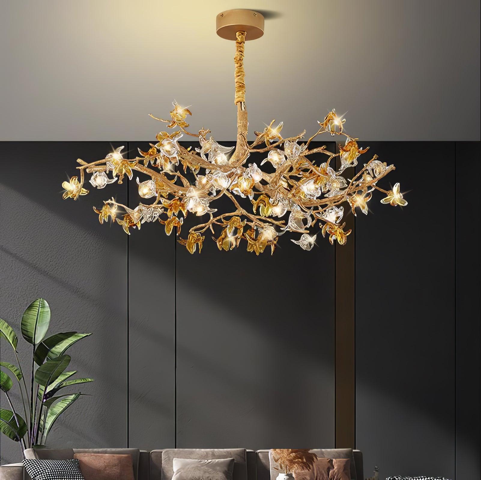 Ulfuvye Postmodern Luxury Branch Brass Crystal Chandelier-Neutral Decor