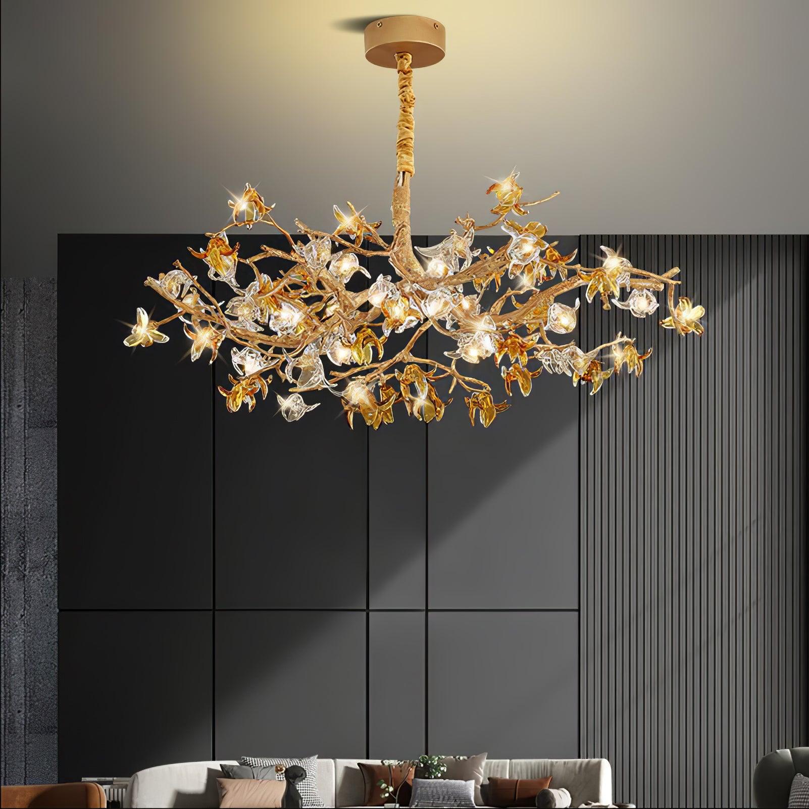 Ulfuvye Postmodern Luxury Branch Brass Crystal Chandelier-Neutral Decor