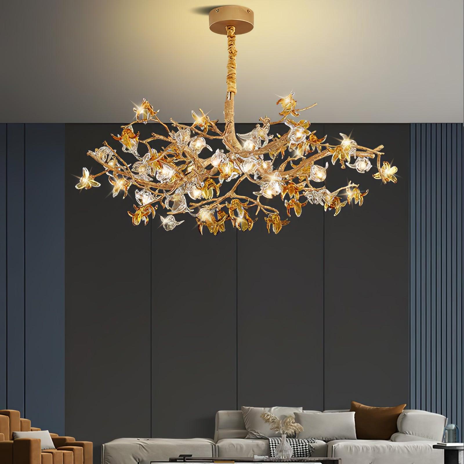 Ulfuvye Postmodern Luxury Branch Brass Crystal Chandelier-Neutral Decor