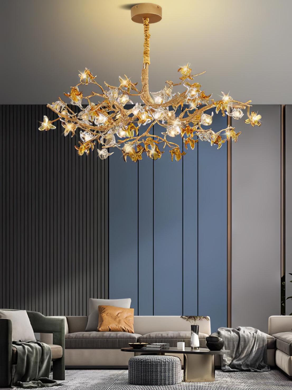 Ulfuvye Postmodern Luxury Branch Brass Crystal Chandelier-Neutral Decor