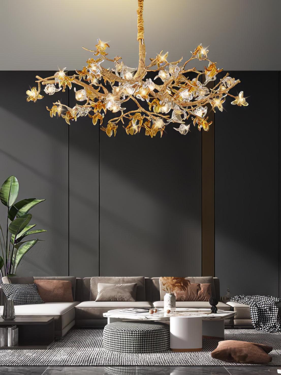 Ulfuvye Postmodern Luxury Branch Brass Crystal Chandelier-Neutral Decor