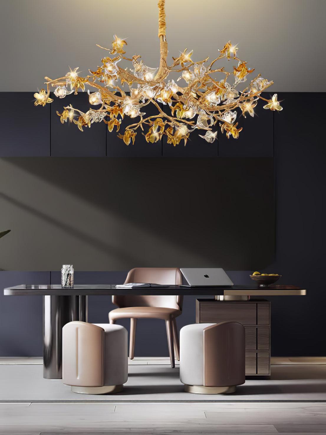 Ulfuvye Postmodern Luxury Branch Brass Crystal Chandelier-Neutral Decor