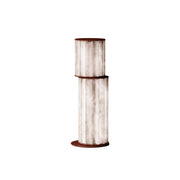 Apadana Alabaster Table Lamp with a metal body on a neutral background.