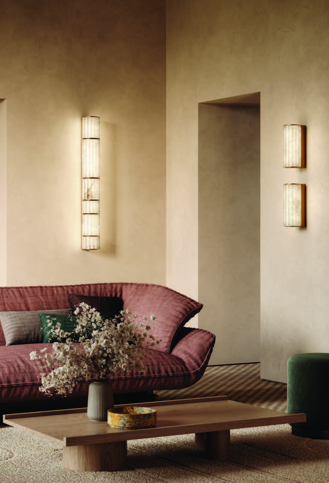 Apadana Alabaster Wall Lamp shown in the smaller size option.
