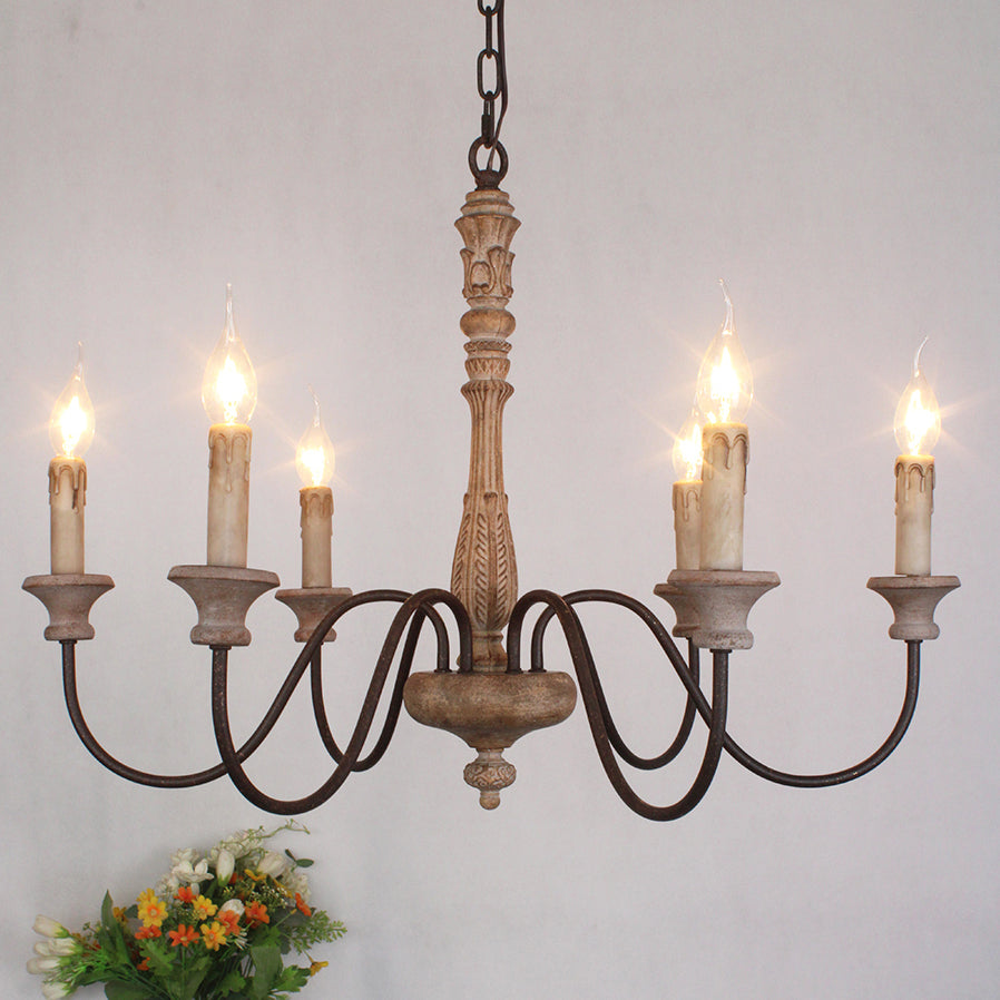 Sorenx Traditional Farmhouse Wood Chandelier-Neutral Decor