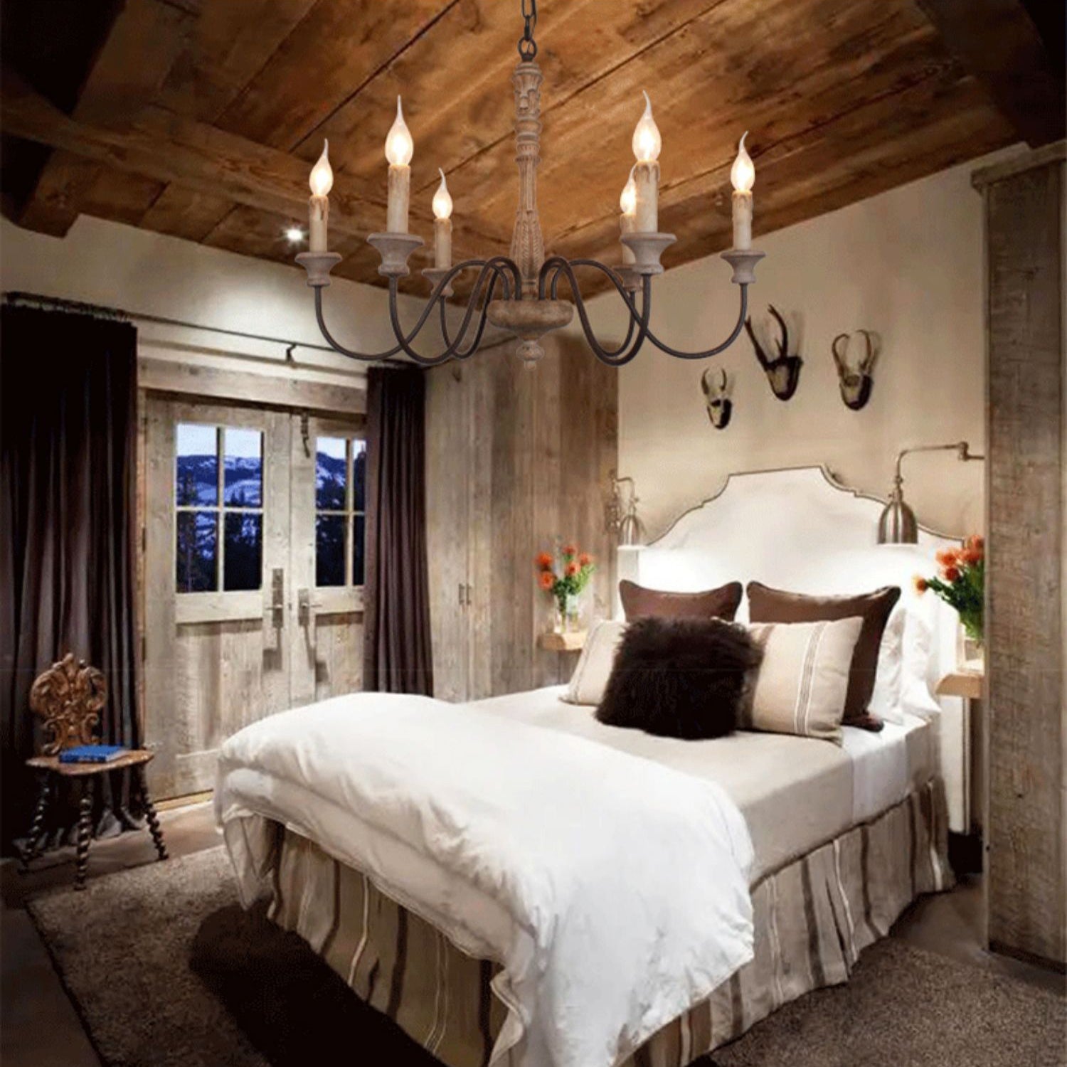Sorenx Traditional Farmhouse Wood Chandelier-Neutral Decor
