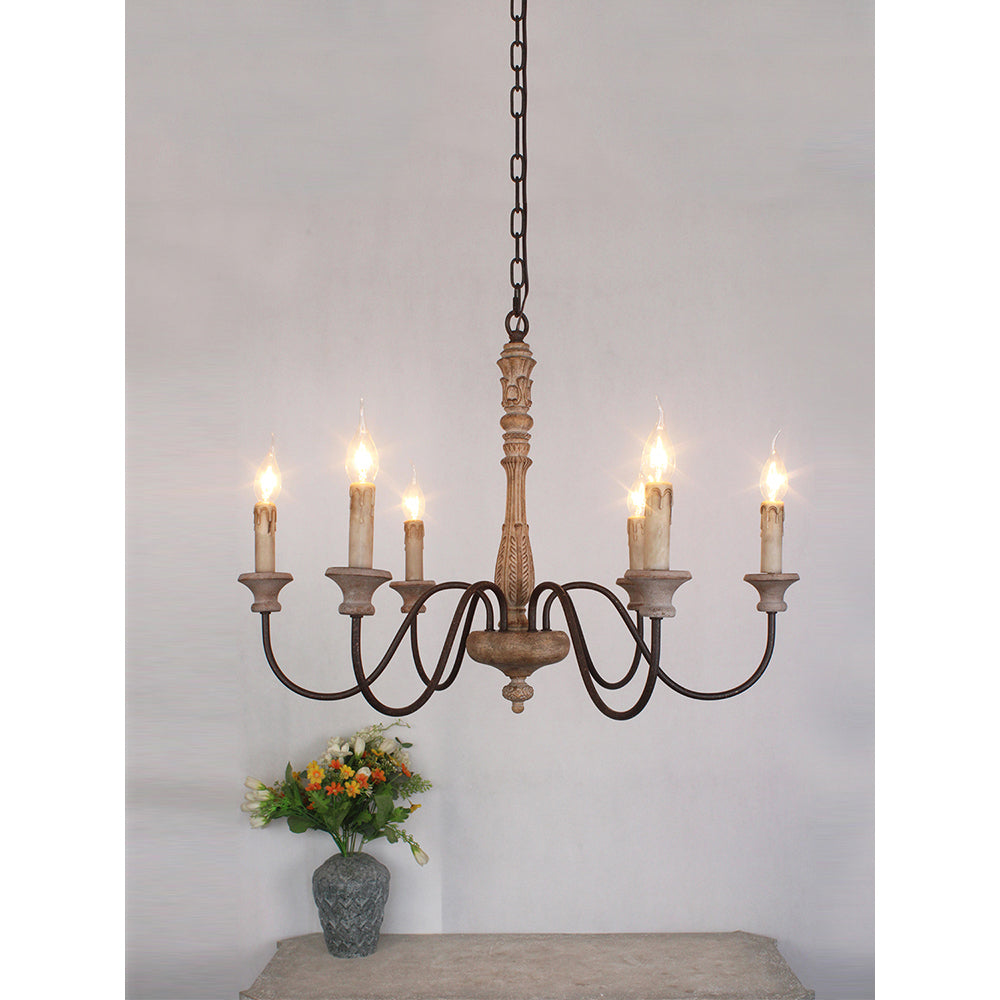 Sorenx Traditional Farmhouse Wood Chandelier-Neutral Decor