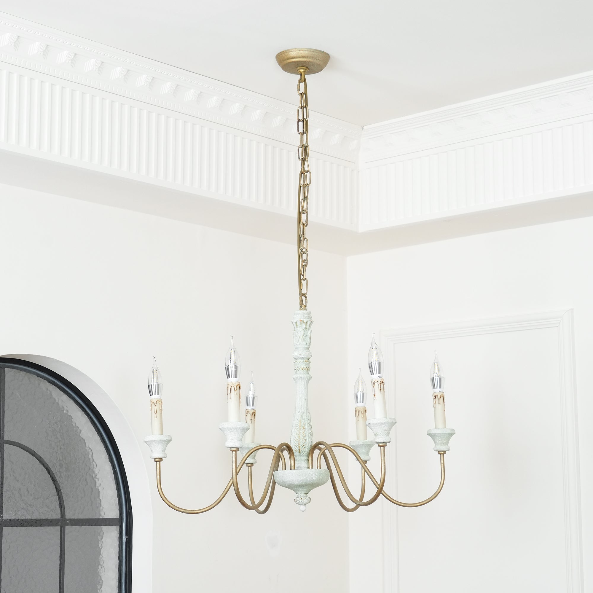 Sorenx Traditional Farmhouse Wood Chandelier-Neutral Decor