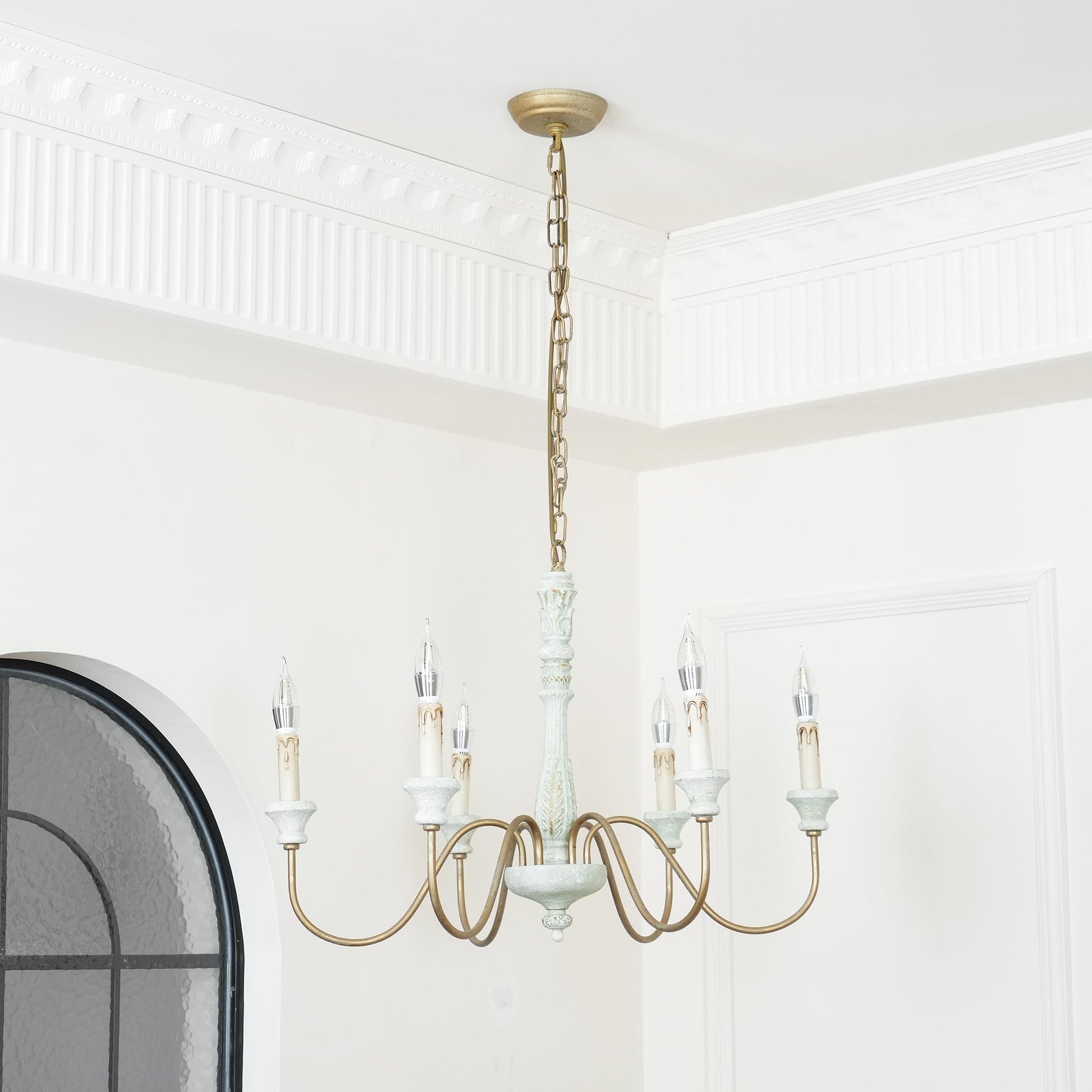 Sorenx Traditional Farmhouse Wood Chandelier-Neutral Decor
