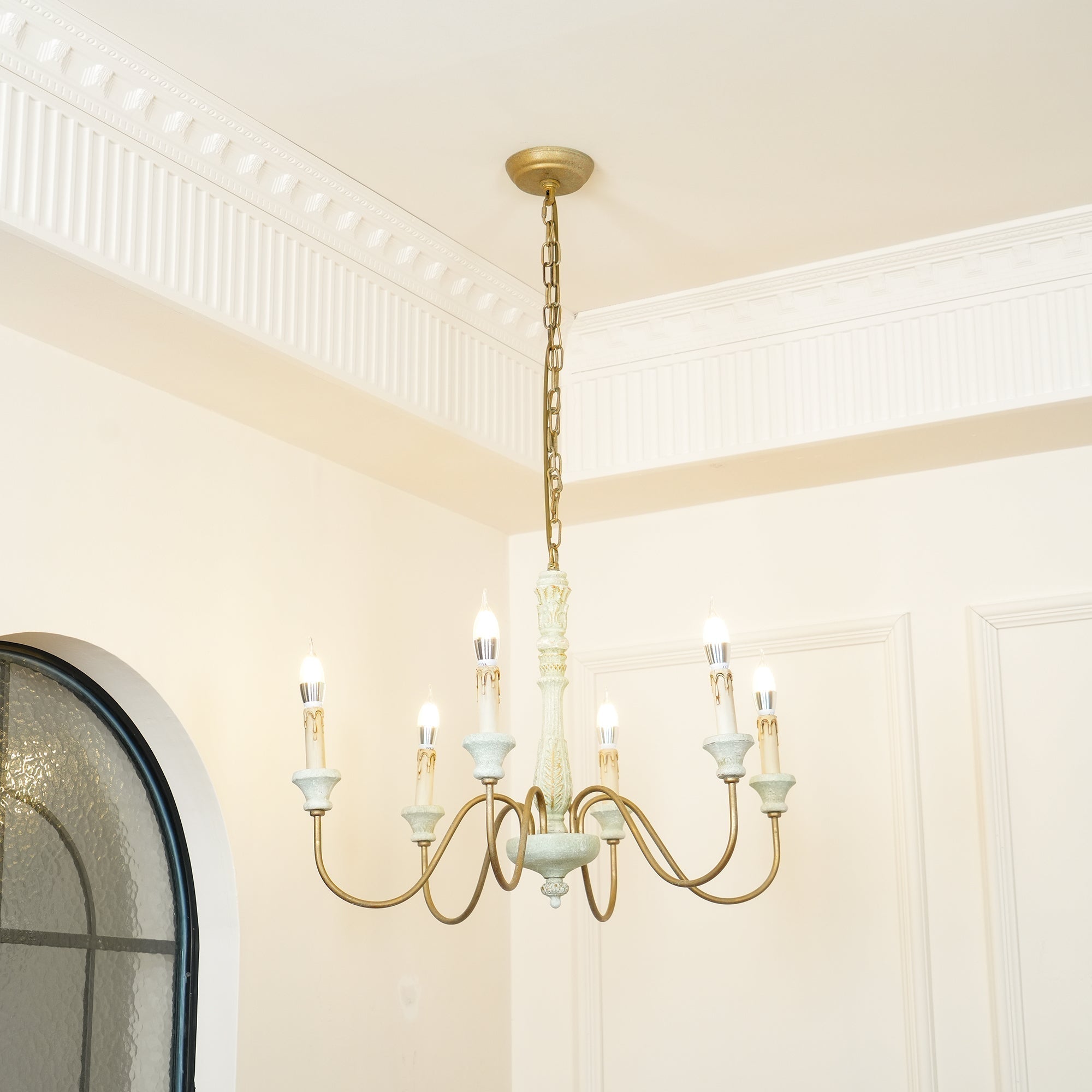 Sorenx Traditional Farmhouse Wood Chandelier-Neutral Decor