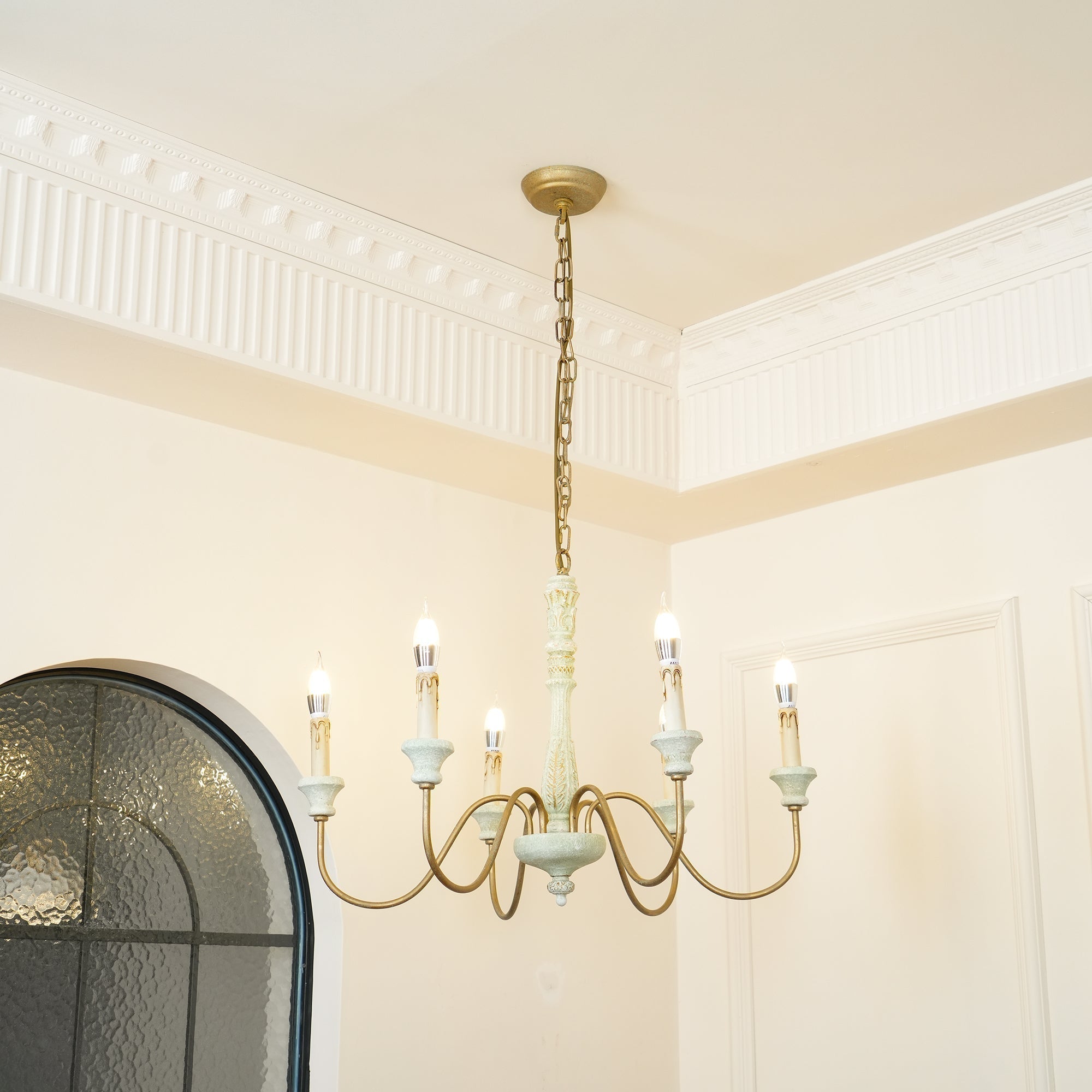 Sorenx Traditional Farmhouse Wood Chandelier-Neutral Decor