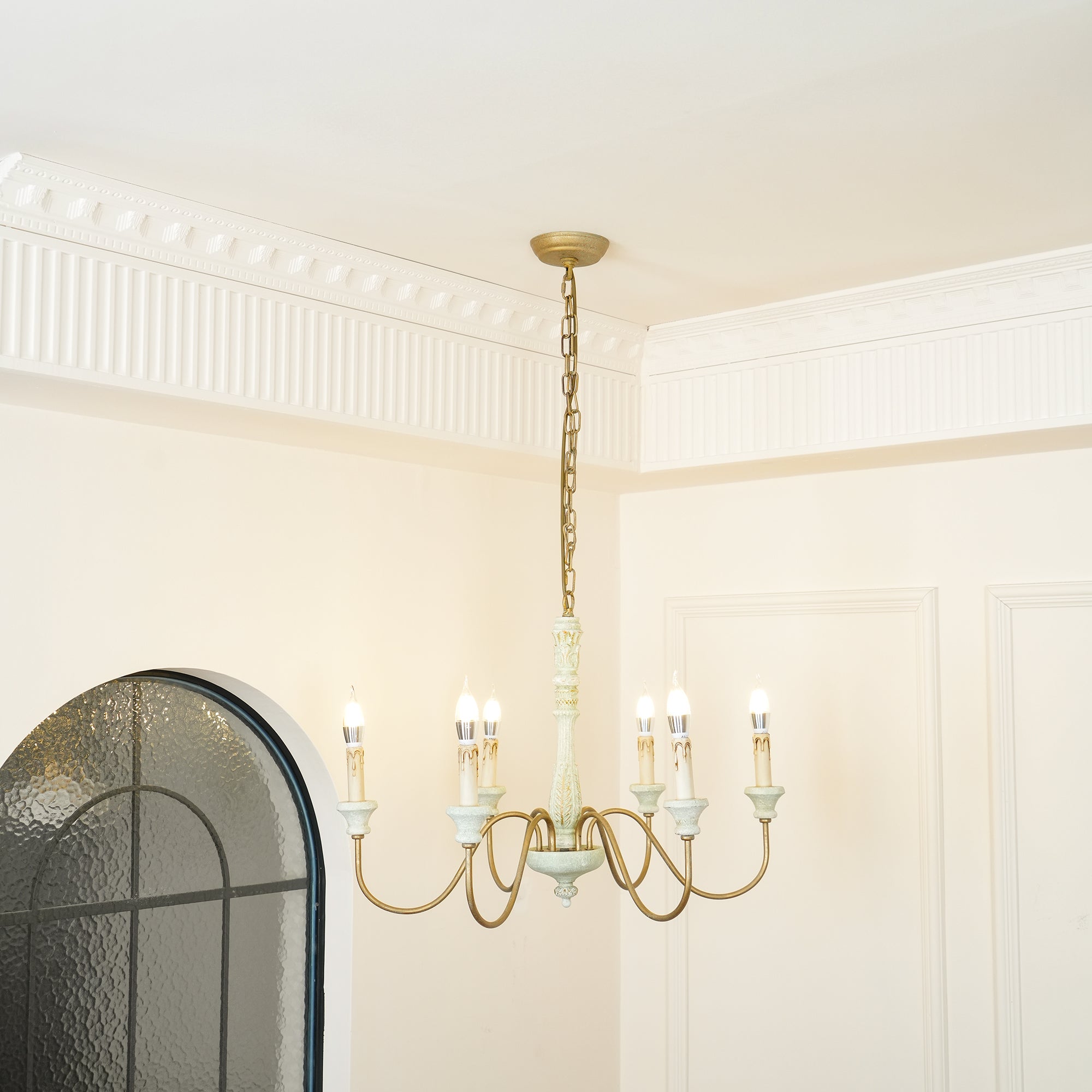 Sorenx Traditional Farmhouse Wood Chandelier-Neutral Decor