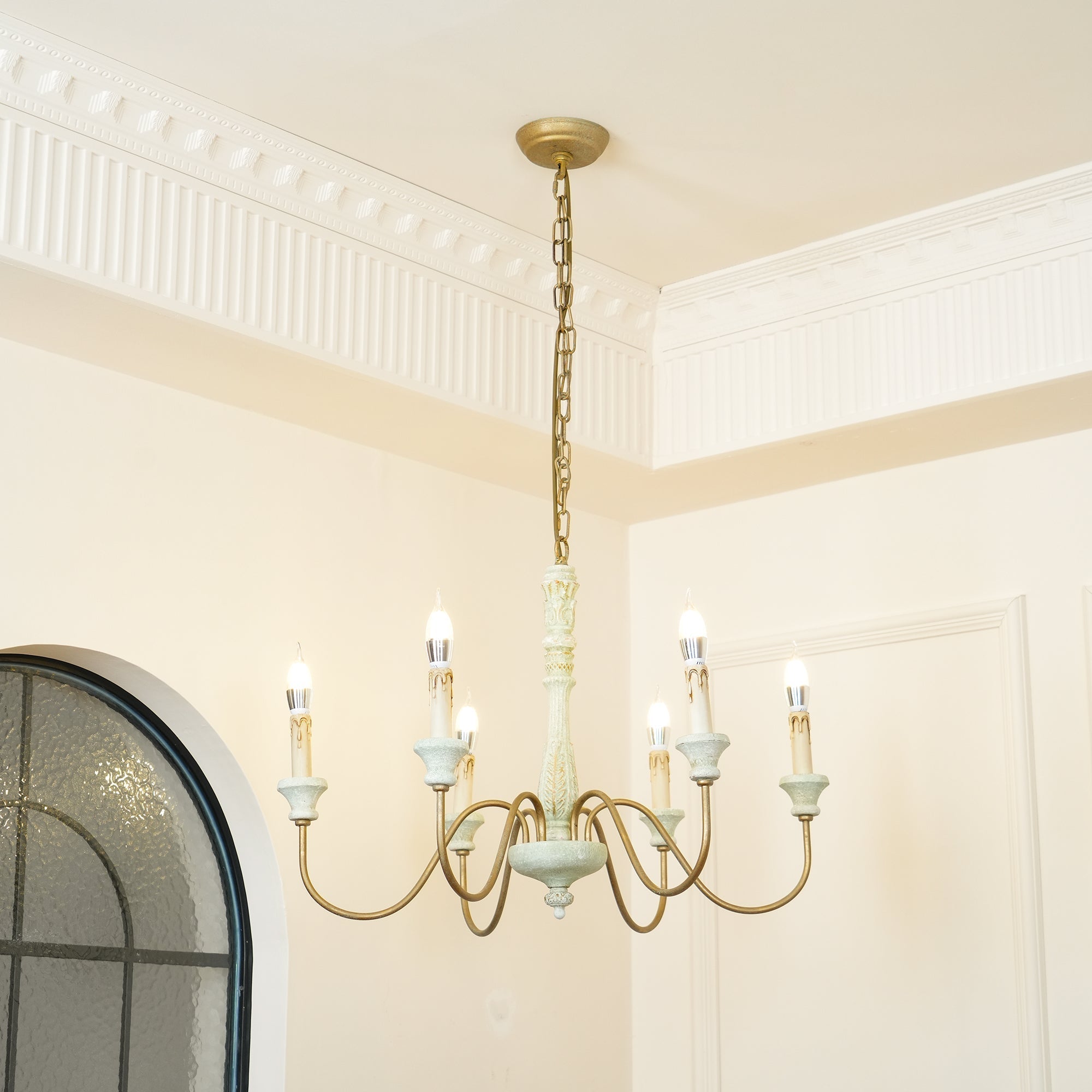 Sorenx Traditional Farmhouse Wood Chandelier-Neutral Decor