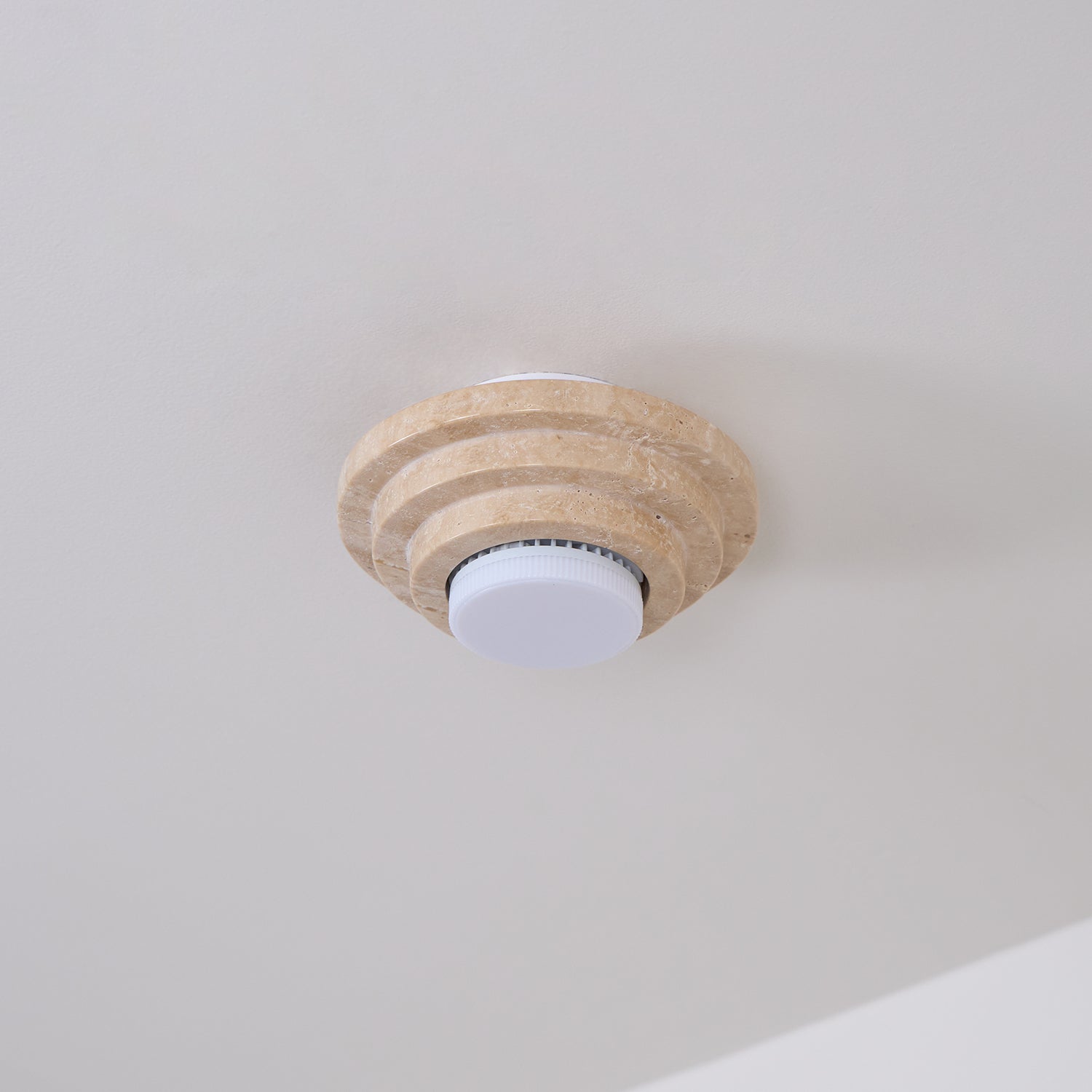 Zadoraris Tiered-Disc Travertine Ceiling Light-Neutral Decor