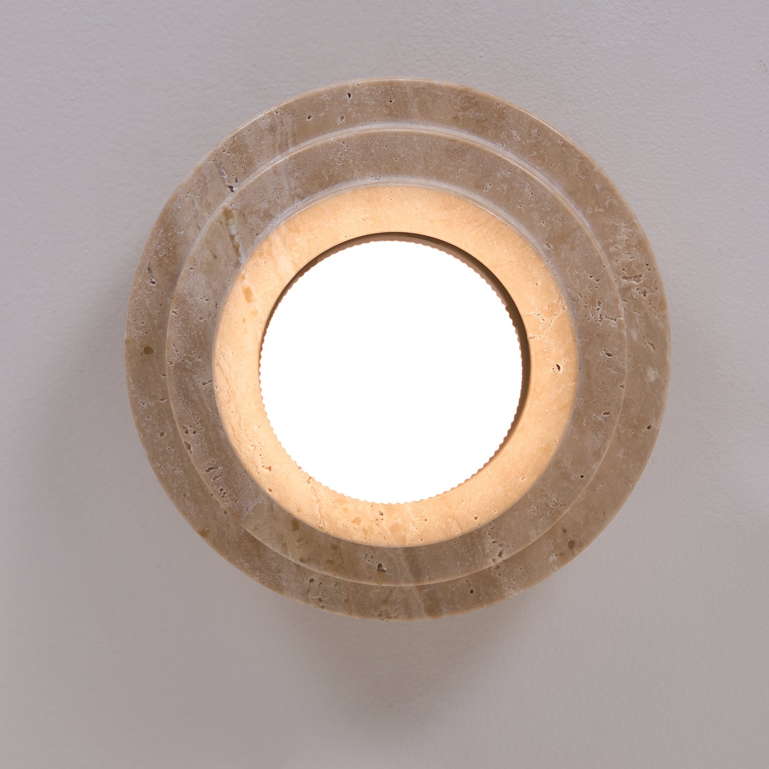 Zadoraris Tiered-Disc Travertine Ceiling Light-Neutral Decor