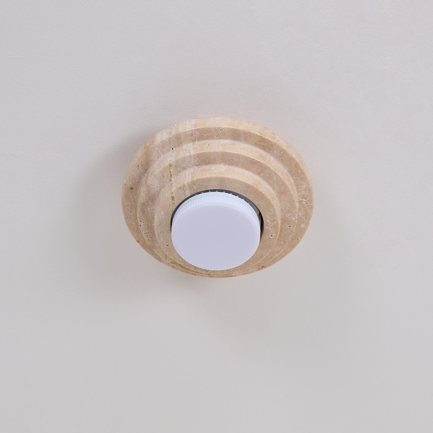 Zadoraris Tiered-Disc Travertine Ceiling Light-Neutral Decor