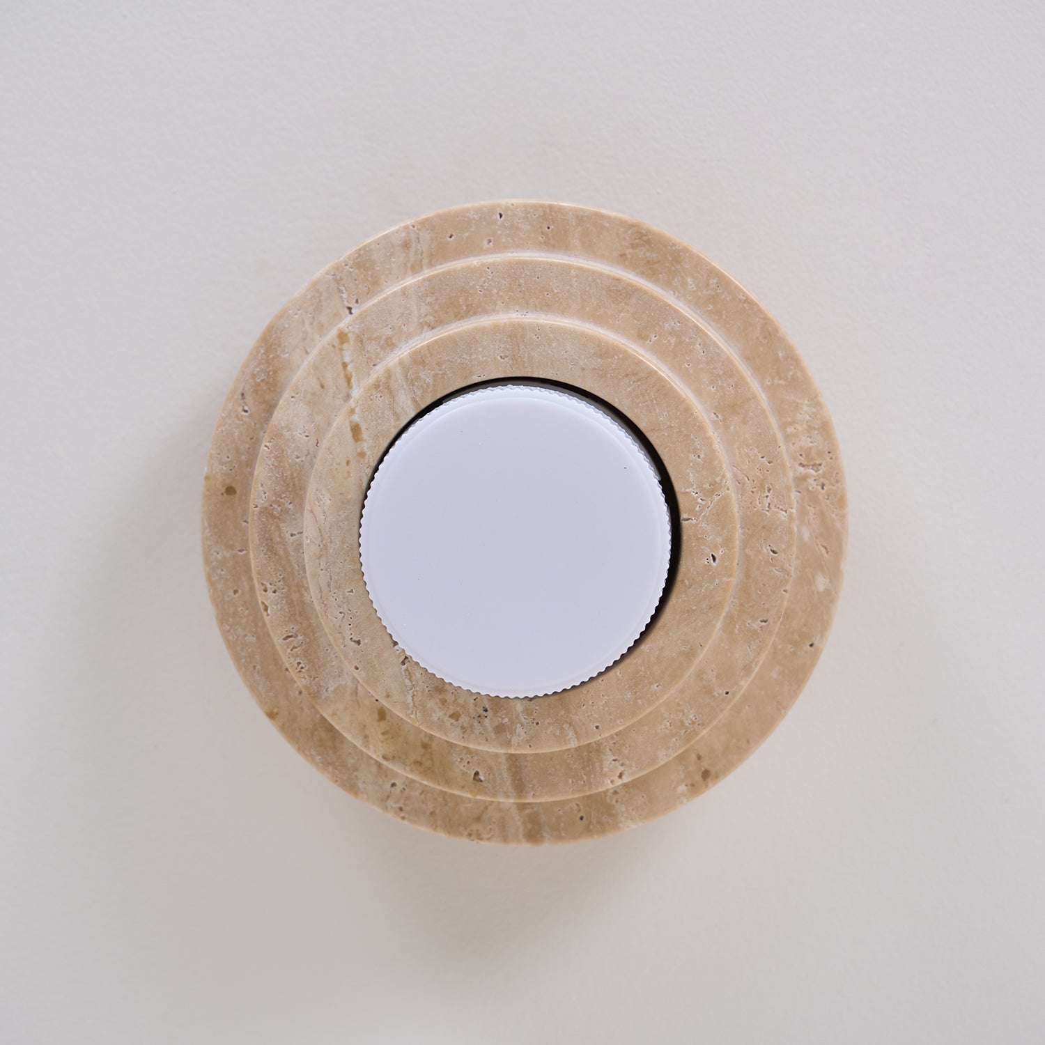 Zadoraris Tiered-Disc Travertine Ceiling Light-Neutral Decor